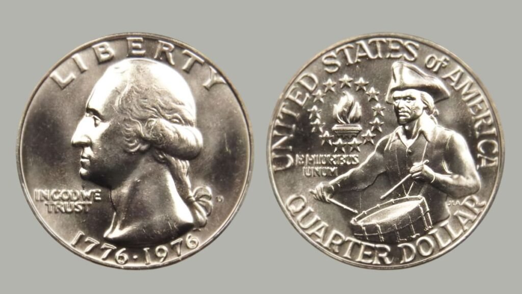 2. 1976 Bicentennial Quarter Struck on a Silver Planchet.
